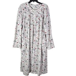 Aria Collection White LS Cardinals Henley Super Soft Velour Nightgown Womens 3X